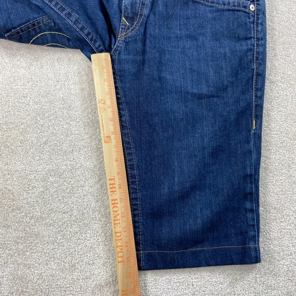 True Religion Denim Shorts Mens 34 (Fits 36) Blue Contrast Stitch Made in USA